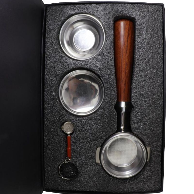 Coffee Machine Handle Universal 58mm Commercial Italian Accessories Solid Wood Bottomless Handle Box Set
