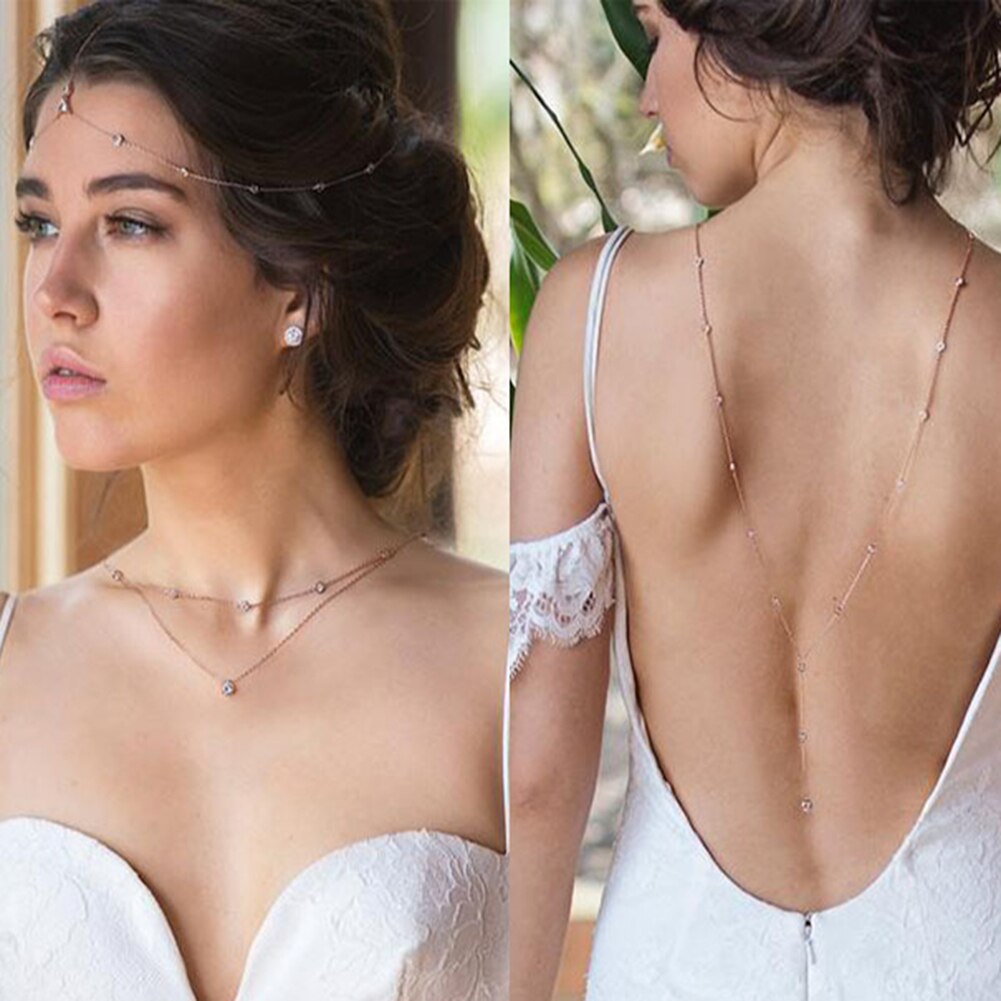 Rhinestone Ingelegd Lange Bridal Terug Ketting Lady Body Chain Bruiloft Sieraden Ketting Voor Vrouwen Бижутерия Для Женщин