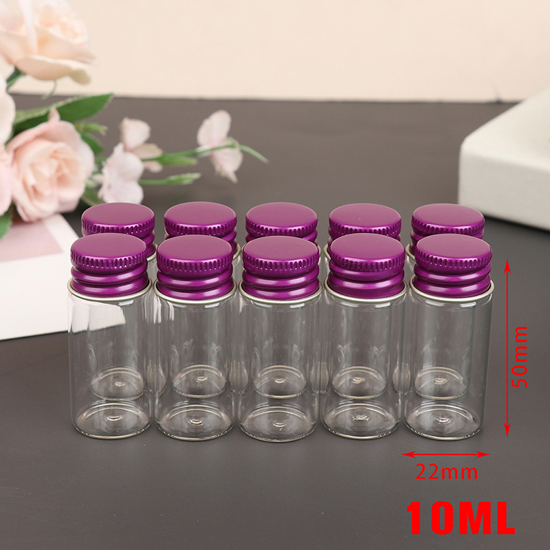 10 stuks/lot 5/7/10/14ml kleine glazen potjes/flesjes met schroefdop, opbergpotjes, mini-containers, transparante glazen flesjes: Oranje