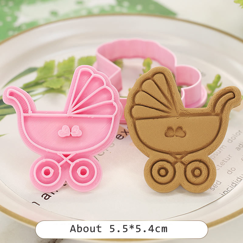 Cookie Cutter Biscuit Mold Cake Decoration Happy Birthday Baby Shower Cake Cookie Press Stamp Embosser Fondant Craft Cutter: 2(Random Color)
