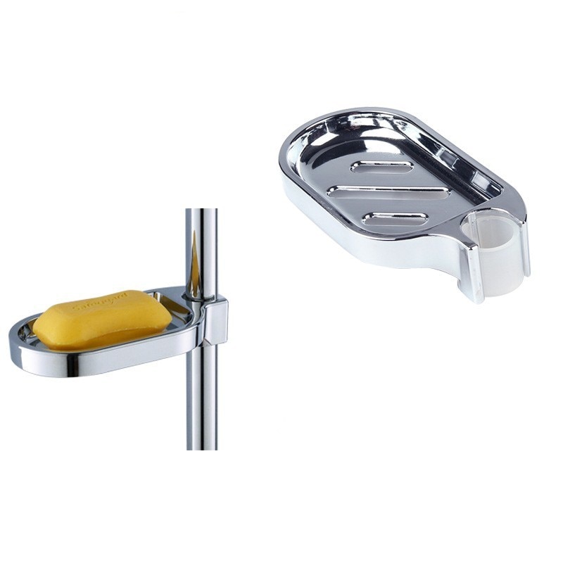 Abs krom clip-on sæbe bakke 22-25mm justerbar brusestang glideskål sæbeskål tallerkener badeværelse brusebad forsyningstilbehør