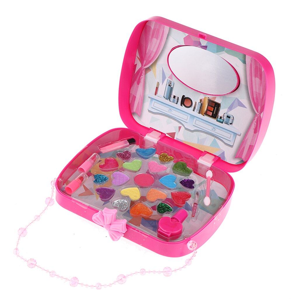 Pretend Play Makeup Kits for Girls Toys Cosmetic Set Handbag Rose Red Preschool Educational Toy