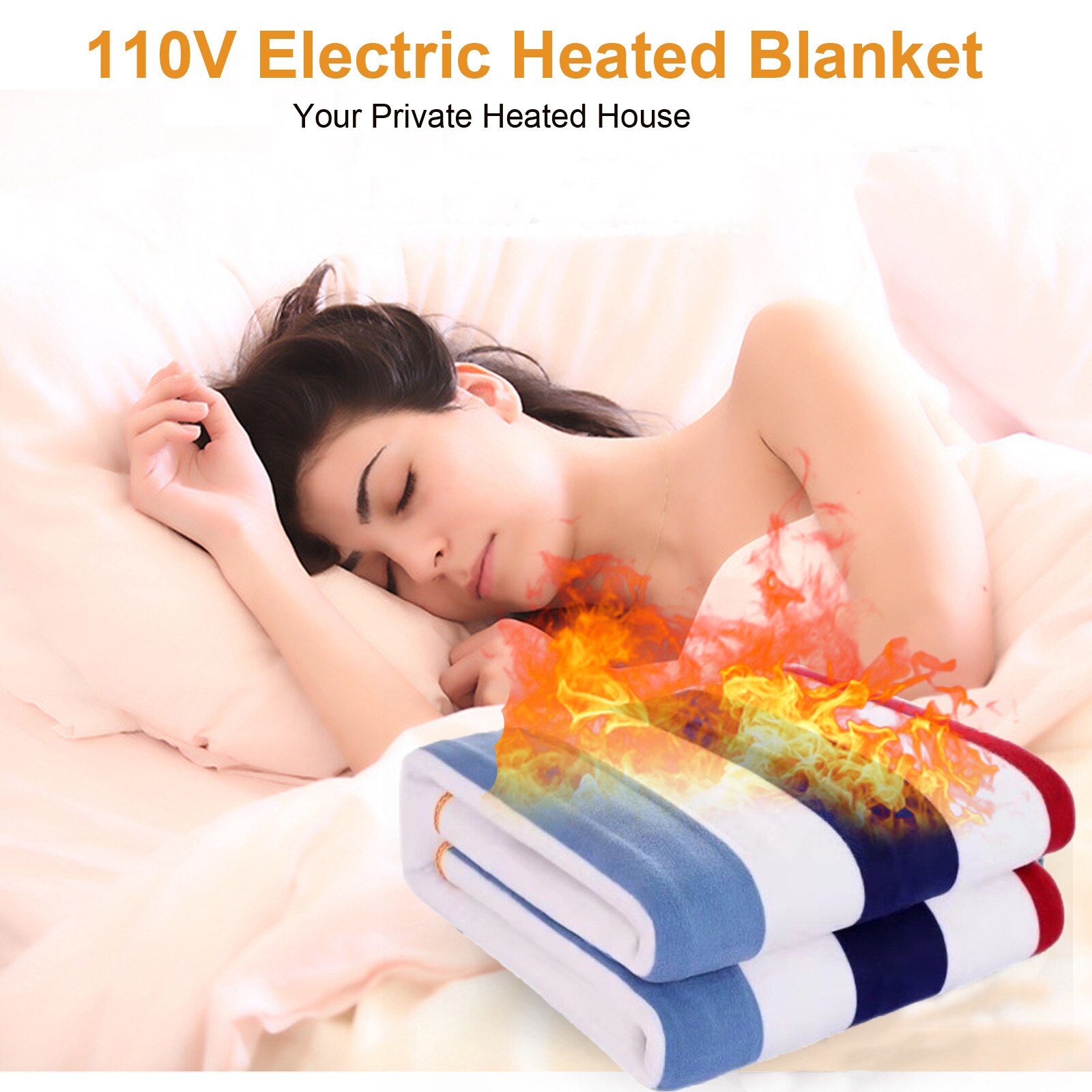 Cobertura elétrica aquecida elétrica 110 v 2 corpo 150*70cm cobertor elétrico de controle duplo pequeno impresso manta elétrica cama almofada mais quente #3