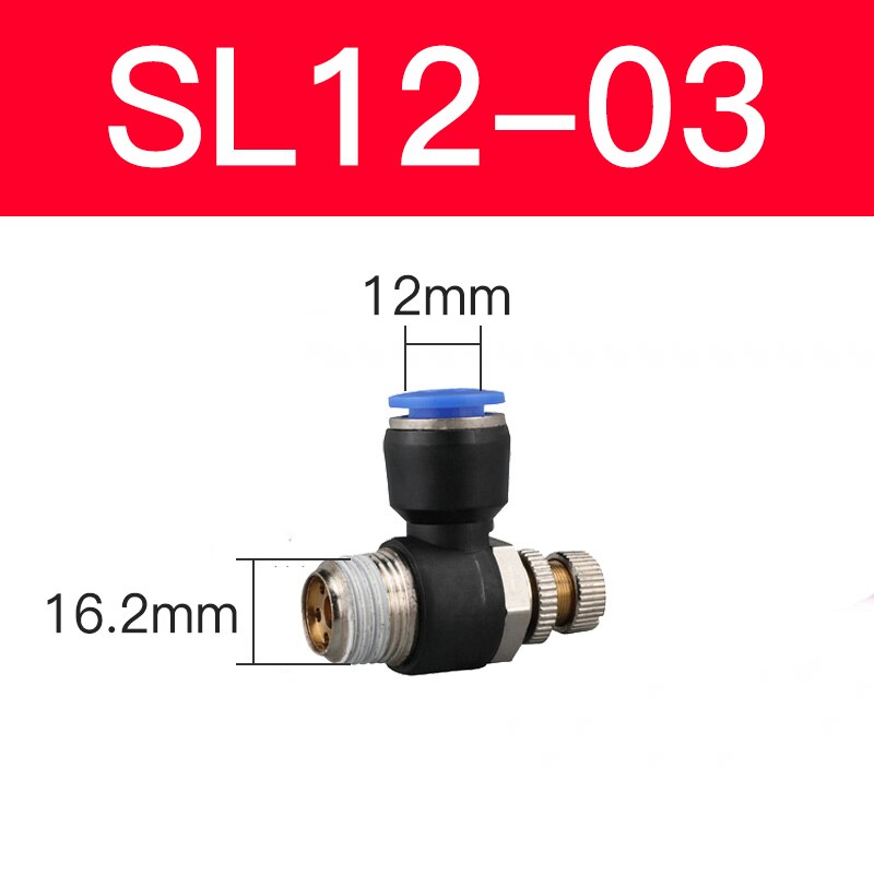 Blue pneumatic connector SL 4/6/8/10 / 12mm series pneumatic throttle speed control valve external thread cylinder throttle: SL 12-03