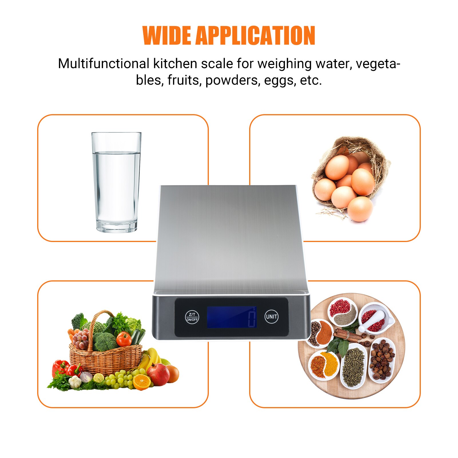 Electronic Scale High Precision Digital Scale with Waterproof Surface 5kg/1g LCD Display with Backlight Portable Kitchen Scale