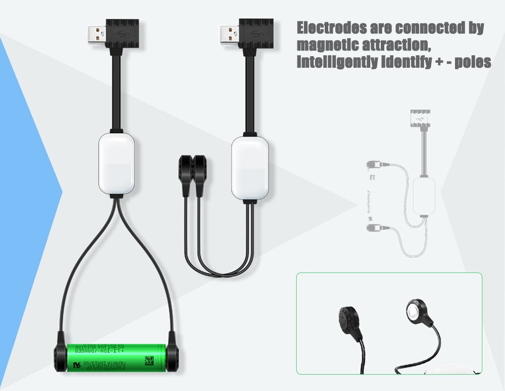 Magnetic USB Battery Charger Adapter connector for 26650 26700 25500 18650 17670 Li-ion Battery Charging Cable Emergency Charger