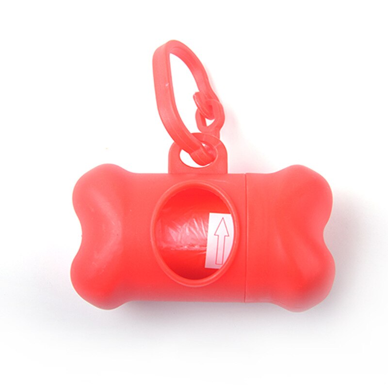 Kæledyrsaffaldspose dispenser til hundeposer poser knogleform plast pet lille hund udendørs affaldspose dispenserholder med 1 pose: Rød