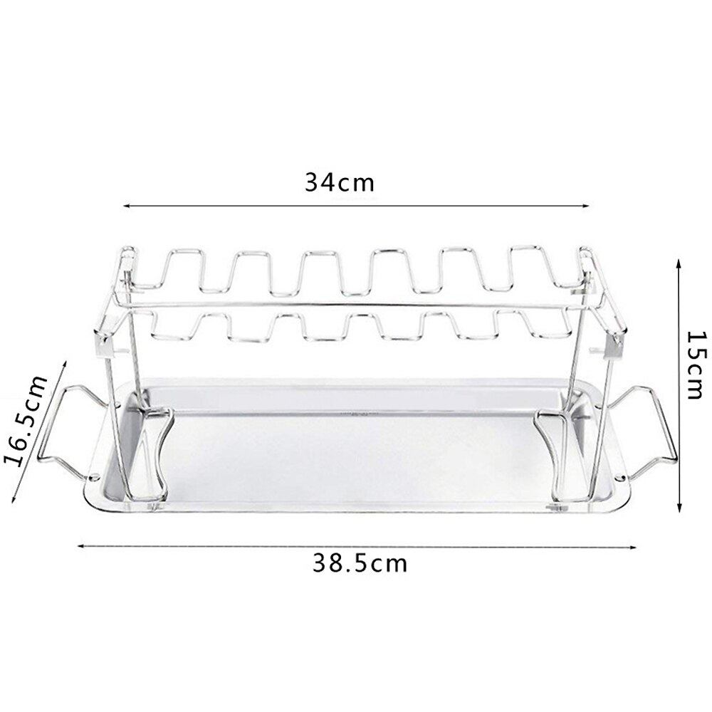 Stainless Steel Chicken Wing Leg Rack Grill Holder with Drip Pan for BBQ BBQ Rib Non Stick Carbon Steel Rack Grill 3: Default Title