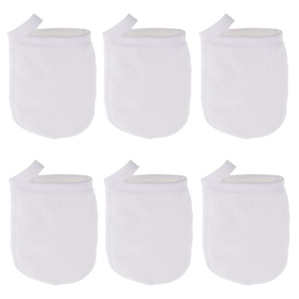 Guantes limpiadores faciales de microfibra para hombre y mujer, almohadillas de tela reutilizables, guante eliminador de maquillaje, herramienta Unisex, 6 uds.