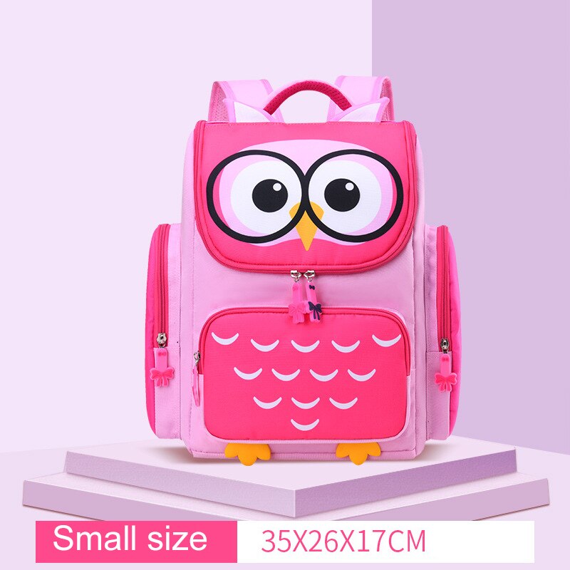 Sac à dos d&#39;école pour enfants, pour filles et garçons, avec dessin animé, hibou, orthopédiques,: small rose