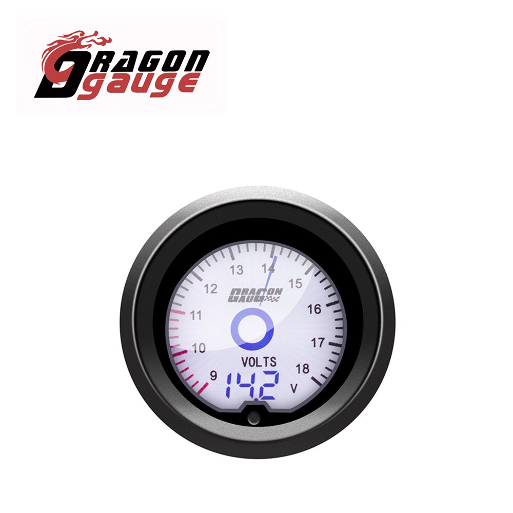 DRAGON GAUGE 52mm Tachometer Voltmeter Boost Vacuum Water Temp Oil Temp Oil Press Air Fuel Ratio EGT Gauge LCD Gauge for 12V Car: Voltmeter
