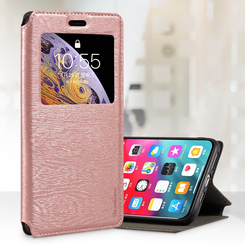 For HTC Desire 21 Pro 5G Case For HTC Desire 21 Pro 5G View Window Cover Invisible Magnet and Card Slot and Stand: RoseGold