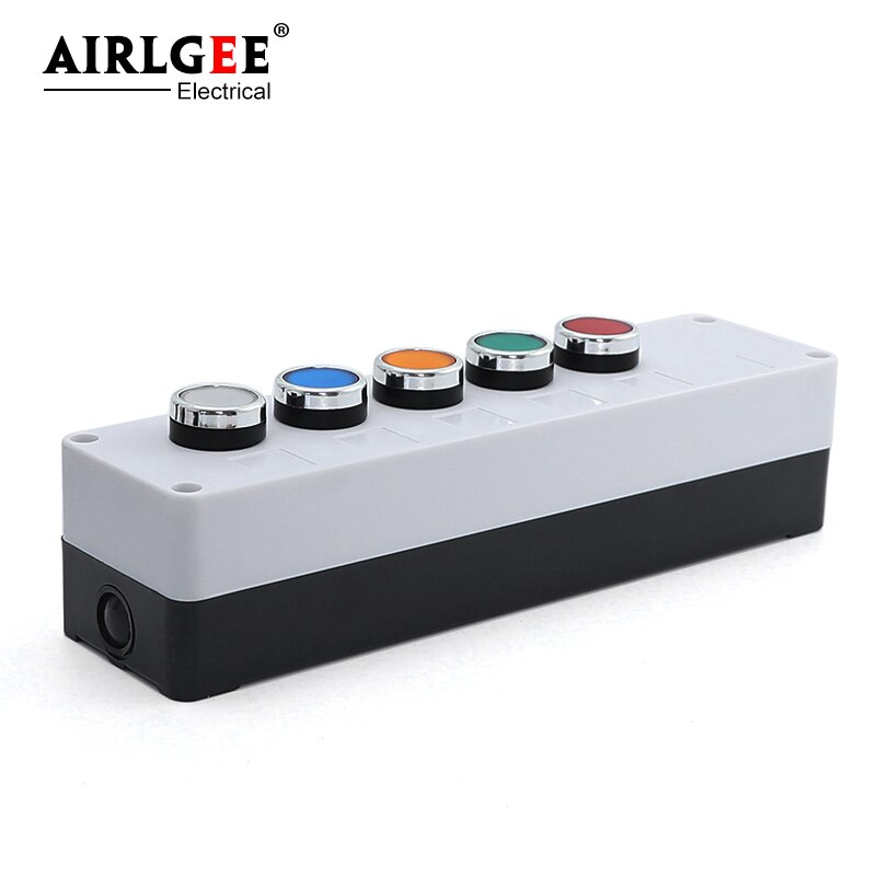 5-position 5-hole button box industrial control switch control box button switch box one normally open and one normally closed