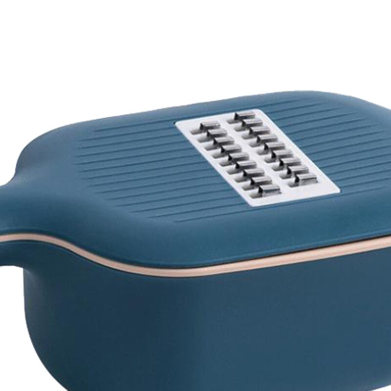 Pp Rvs Groentensnijder Slicer Dunschiller Opslag Mand Rasp Keuken Tool Voor Aardappel Wortel Kaas, Marineblauw