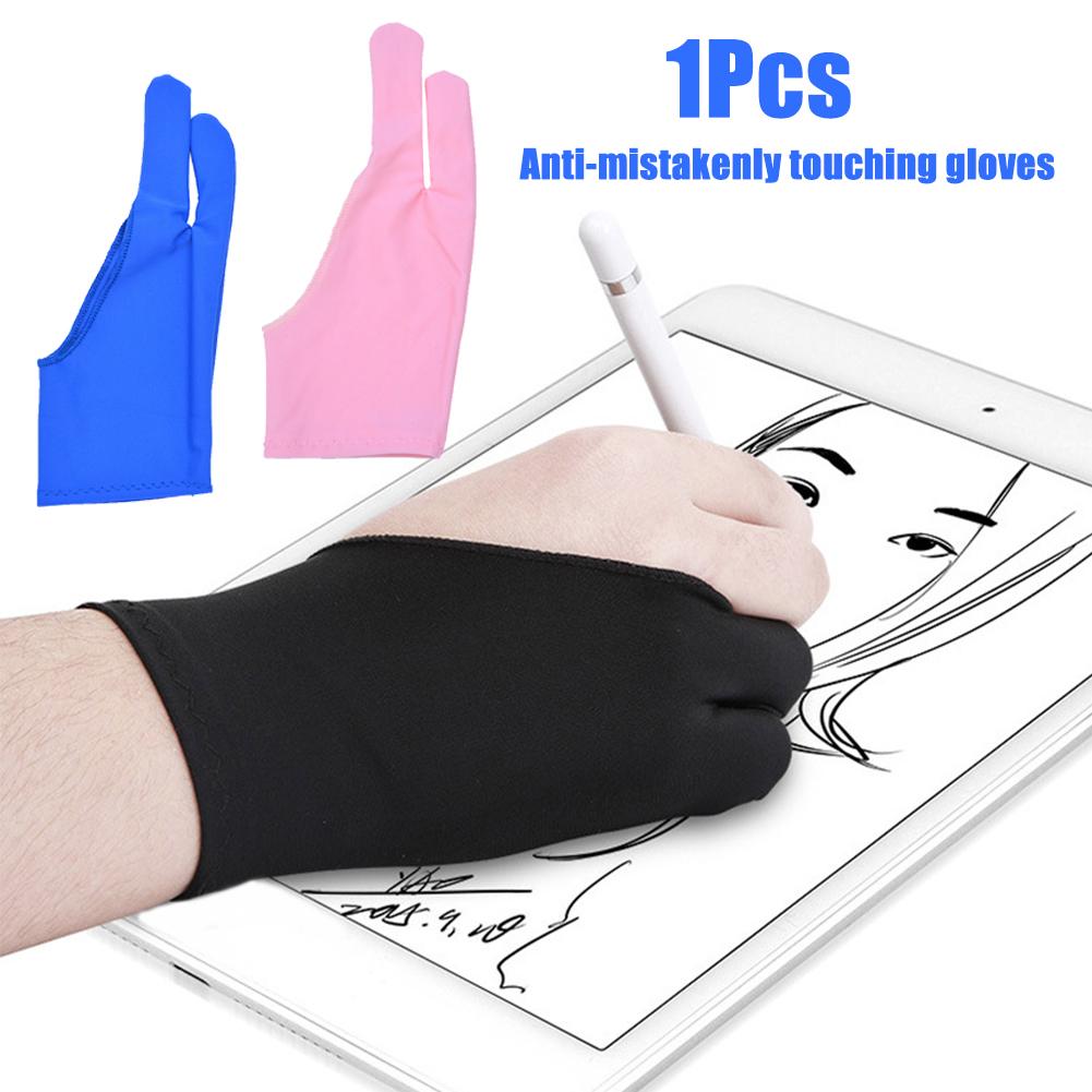 1Pc Twee Vingers Kunstenaar Anti-Touch Handschoen Voor Tekening Tablet Rechts En Links Hand Handschoen Anti-fouling Voor Ipad Screen Board