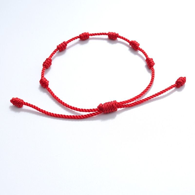 2Stck 7 Knoten rot Schnur Armbinde für Schutz Bösen blick Gute Glück Amulett für Erfolg und Wohlstand Freundschaft Armbinde