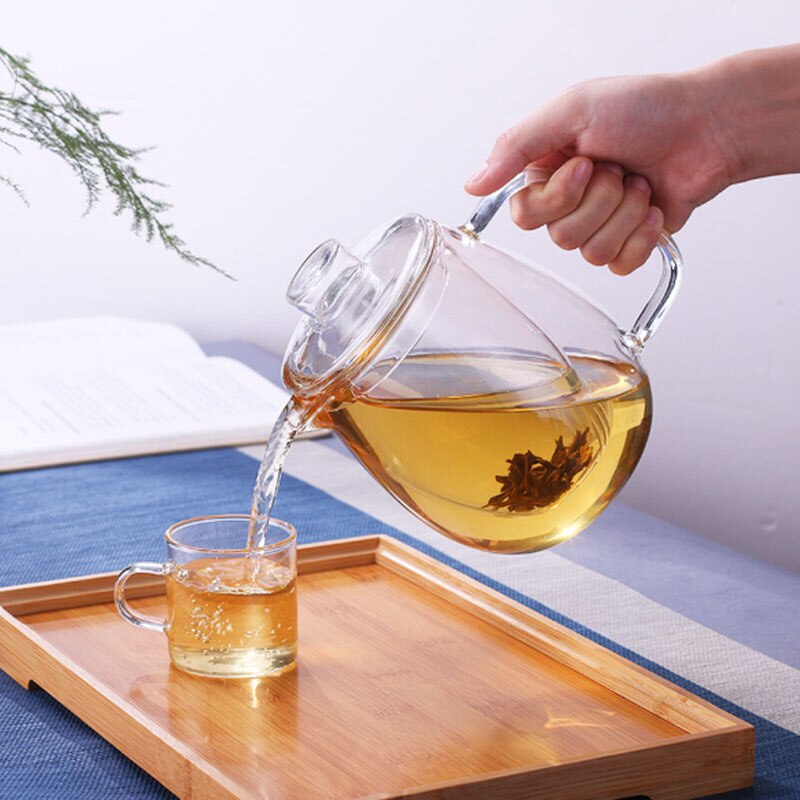 Stor kanna glas vattenkokare tekanna mina vattenkrukor för blomkaffe med handtag kokande kall dryck 600ml 1200ml