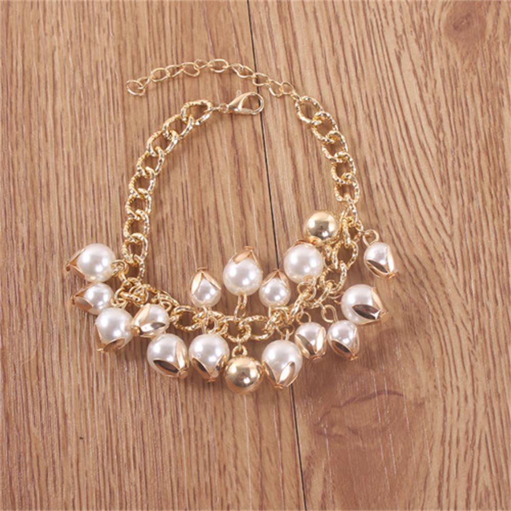 1 Pcs Exquisite Shell Parel Bloem Gevlochten Touw Gouden Armbanden Mode Vrouwen Beach Party Sieraden Accessoires Vrouwelijke Armband: Pearl