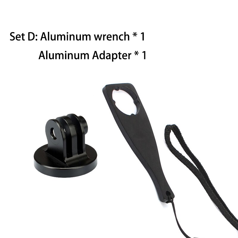 Tornillo de perno para llave de perilla de pulgar de aleación de aluminio, adaptador de trípode CNC para GoPro Hero 8 7 Xiaomi Yi SJCAM DJI, accesorios de Cámara de Acción: Set D / Black Color