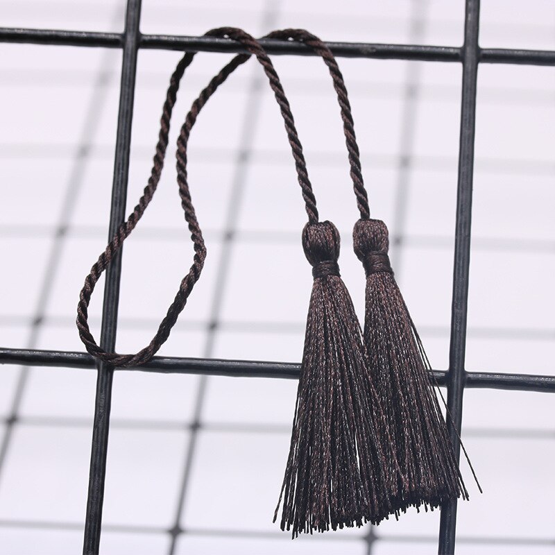 Cuerda larga de doble extremo con flecos para decoración, cinta de cordón de seda con flecos para manualidades, joyería, prendas de vestir, 5 uds.: Coffee tassls