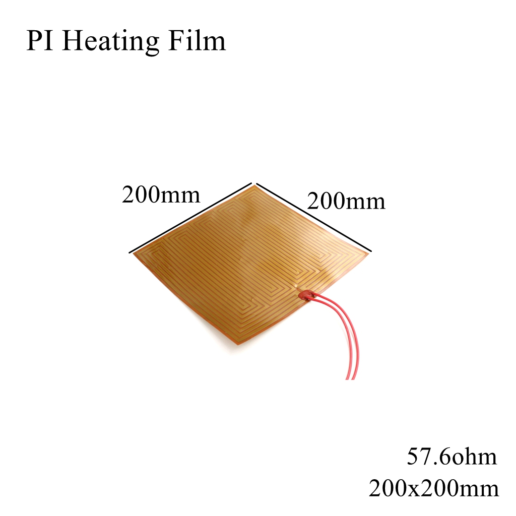 150X10Mm 5V 12V 24V 110V 220V Pi Verwarming Film Polyimide Adhesive Elektrische heater Plaat Panel Pad Mat Brandstof Folie Olie Motor Tank: 200x200mm