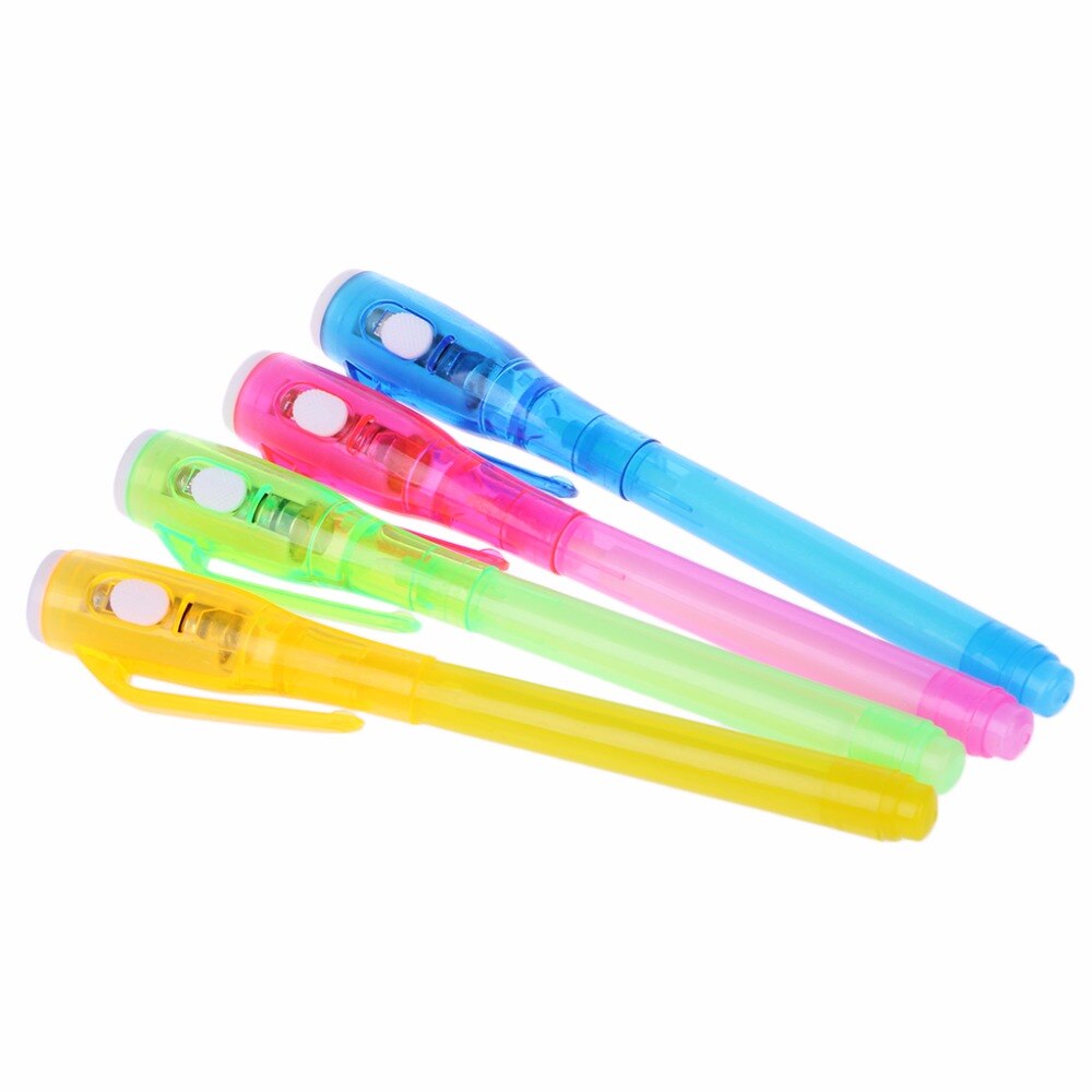 Rotulador de tinta Invisible mágica, dispositivo de escritura para mensajes secretos con luz UV, suministros de papelería de oficina, C26, 1 ud.