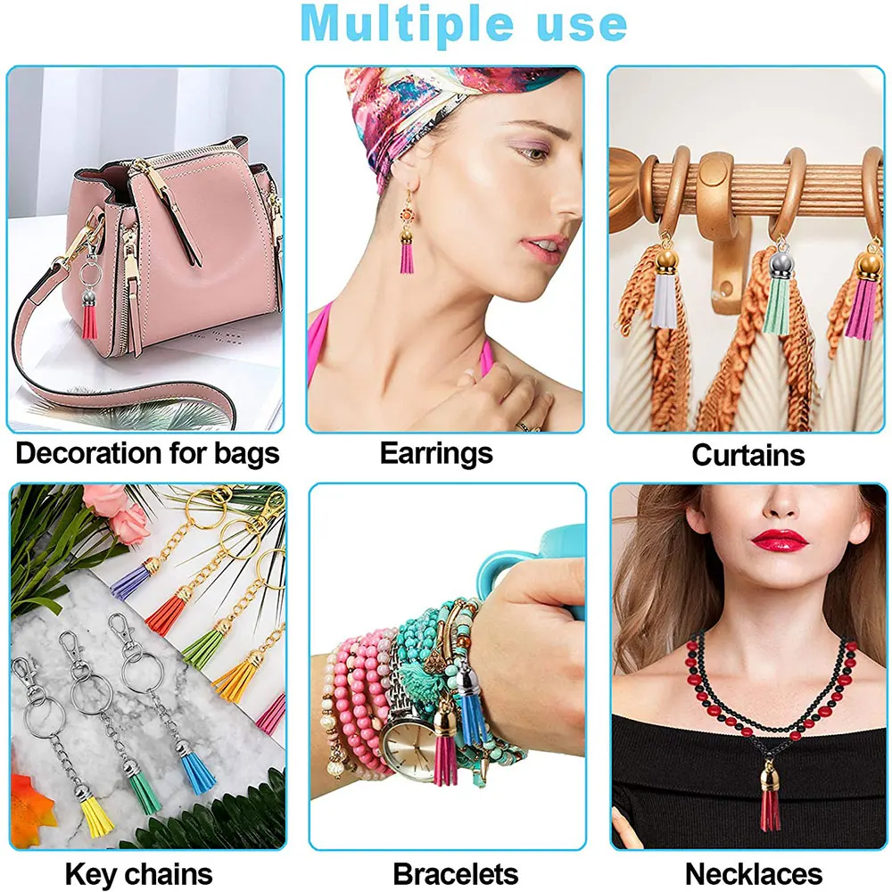 20 unids/lote borlas llavero de cuero borlas Mini borlas para manualidades DIY llavero colgante joyería de verano hacer pendientes dijes