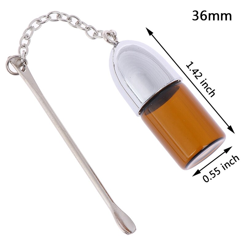 Glas Pil Doos Met Metalen Lepel Geneeskunde Opslag Container Dispenser Pil Case Clear Bruine Kleur 36 Mm/57 Mm/72 Mm: Brown 36mm