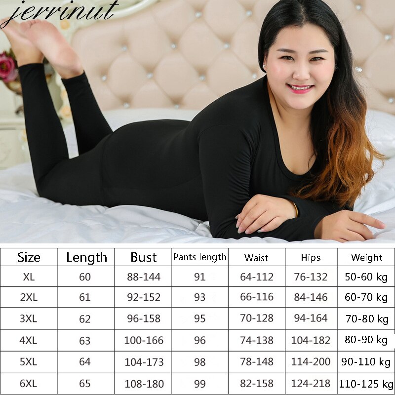 Jerrinut sous-vêtement thermique femme grande taille longue Johns pour femme hiver Termo vêtements grande taille 3XL 4XL 5XL 6XL