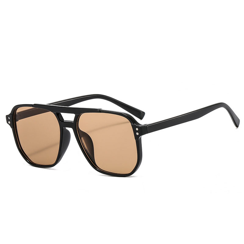 Lunettes de soleil à double pont pour hommes et femmes, protection des yeux de plage, lunettes de soleil à grand cadre, nuances pilotes, punk, rétro, voyage, été, , UV400: Rouge