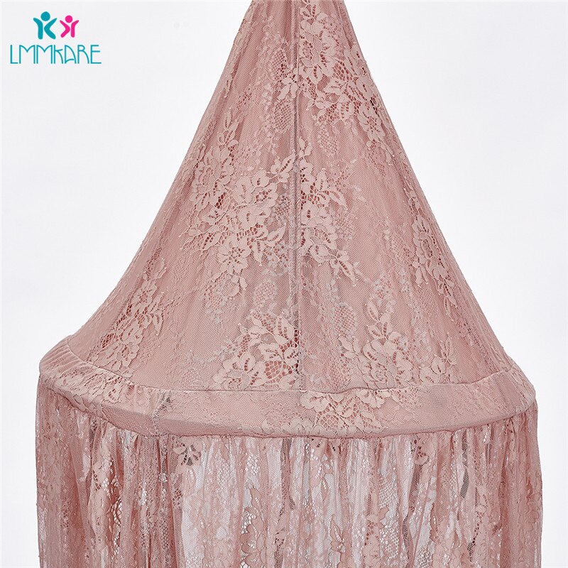 Zomer baby wieg netten roze kant effen klamboes kinderbed chiffon koepel fantasie licht garen gordijn spel huis tent