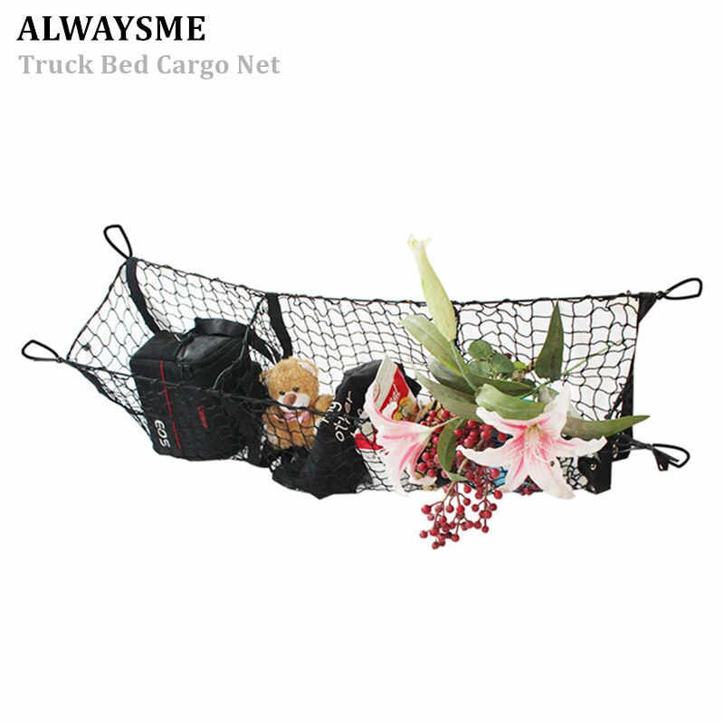ALWAYSME 130X33CM Envelope Style Truck Bed Cargo Net,Universal But Truck Bed Inside Dimension Need To Less Than 1.6 Meter