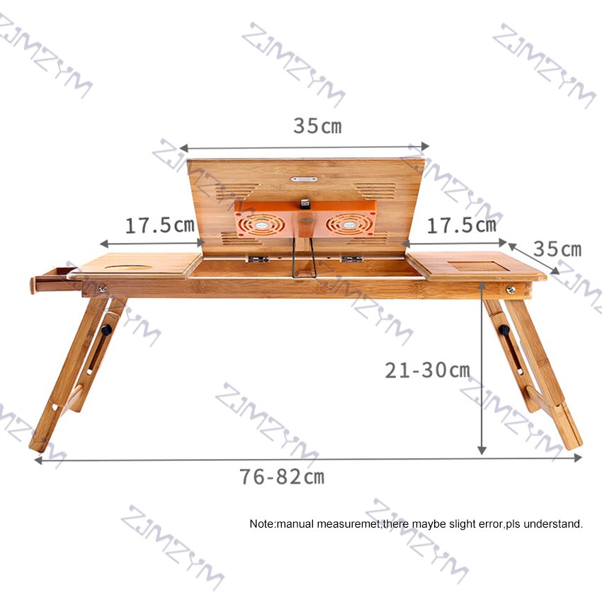 Einstellbar Bambus Laptop Tisch Schlafsaal Laptop Stand Mit Fan Faltbare Bett Runde Schreibtisch Buch Lesen Büro Notizbuch Stand Tisch