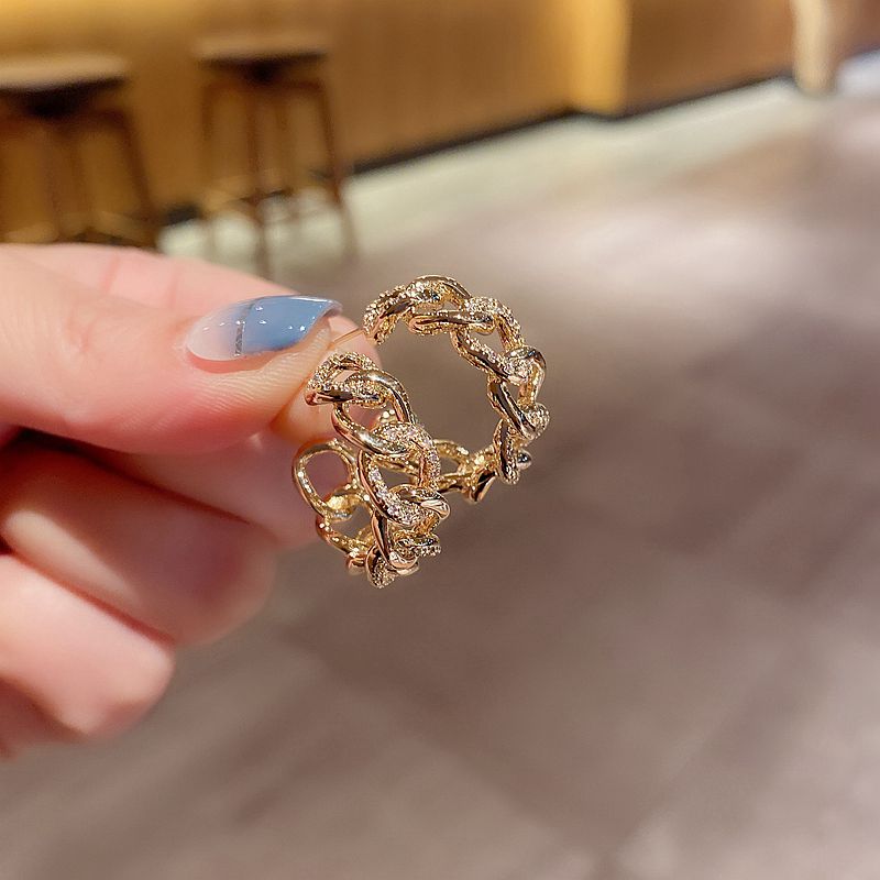 Udsøgt mikro brolagt cubic zirconia link kæde hoop øreringe til kvinder guld farve smykker