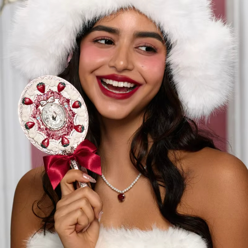 Flower Knows – miroir à main cupidon aux fraises, miroirs de maquillage, miroir Vintage
