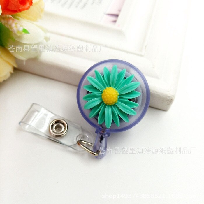 Mode Vrouwen Kaarthouder Kleurrijke Bloemen Intrekbare Badge Reel Verpleegster Arts Student Tentoonstelling Id Card Clips Badge Houder: Blue