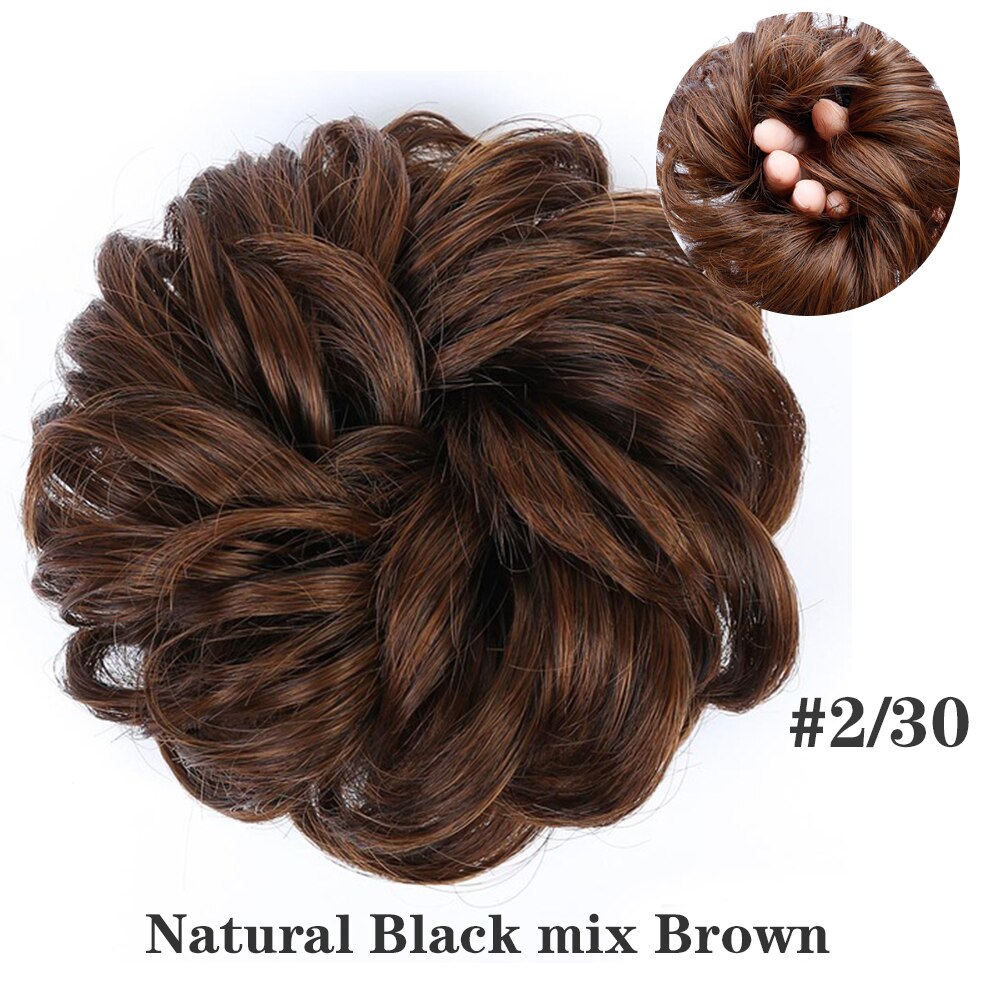 LiangMo Synthetic Hair Bun Extensions Messy Hair Scrunchies Hair Chignon Pieces for Women Hair Donut Updo Ponytail: Black-light auburn