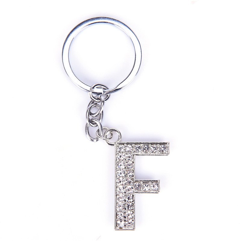 Crystal Rhinestone Alphabet Keyring Initial Letter Key Ring Chain Unisex Keychain 26 Letters: F