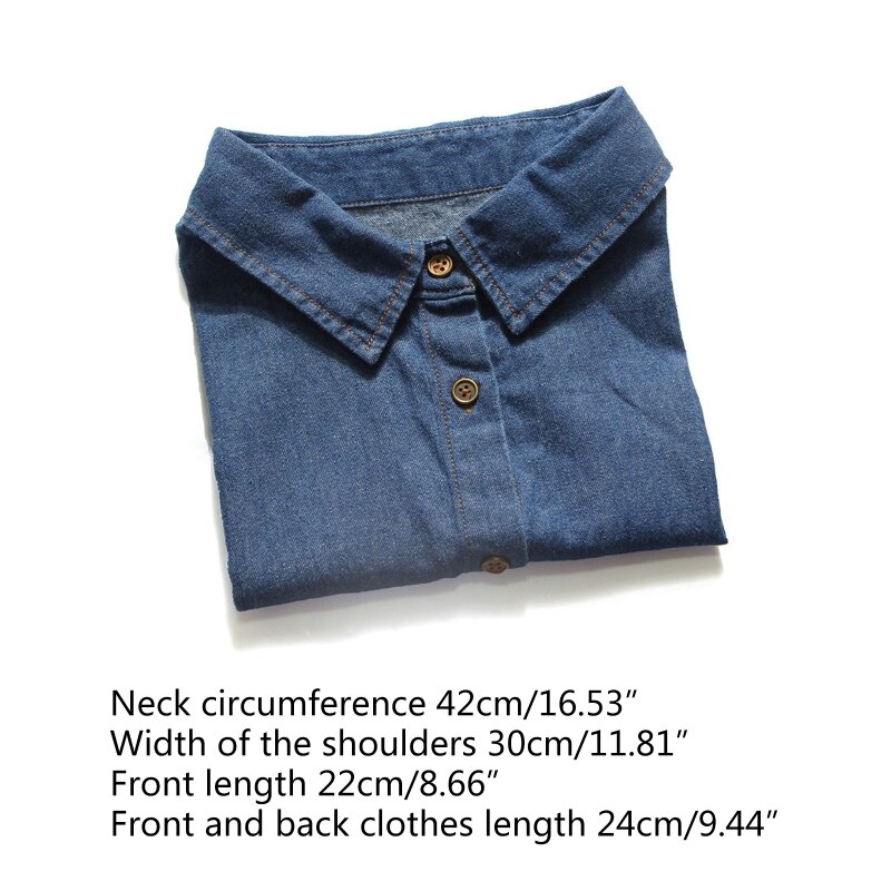 Vrouwen Mannen Herfst Gewassen Denim Katoen Valse Nep Kraag Button Down Afneembare Revers Half Shirt Blouse Trui Decoratieve Dickey