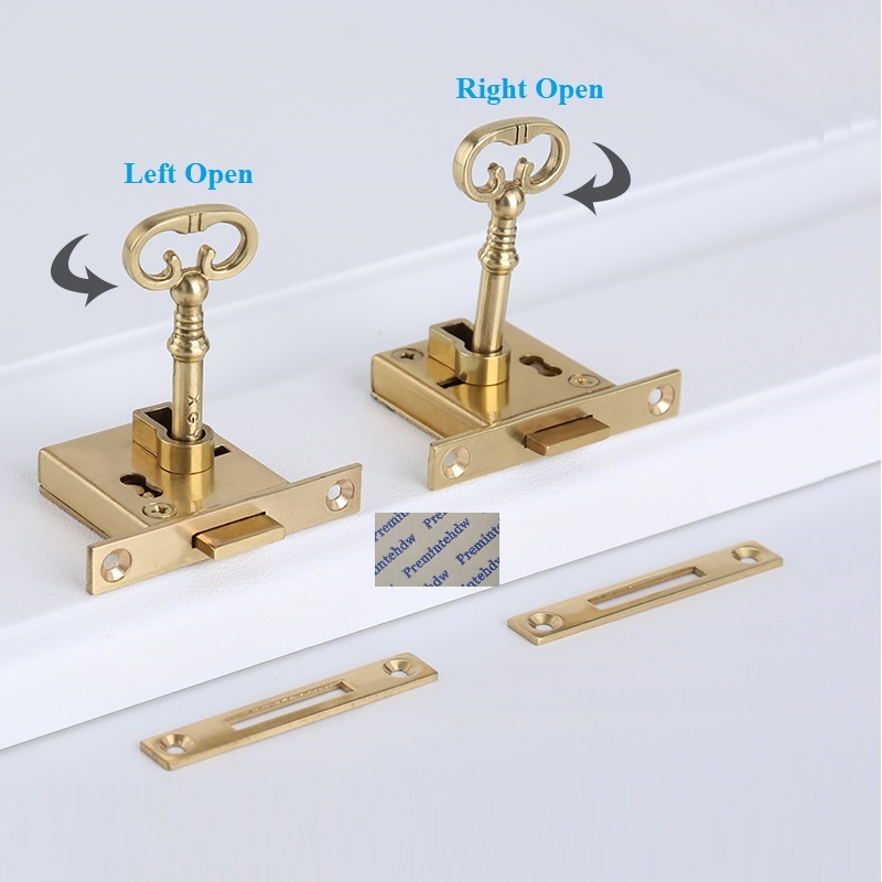 Serrure de boîte MELCase en laiton antique avec clé à sceptre, armoire classique