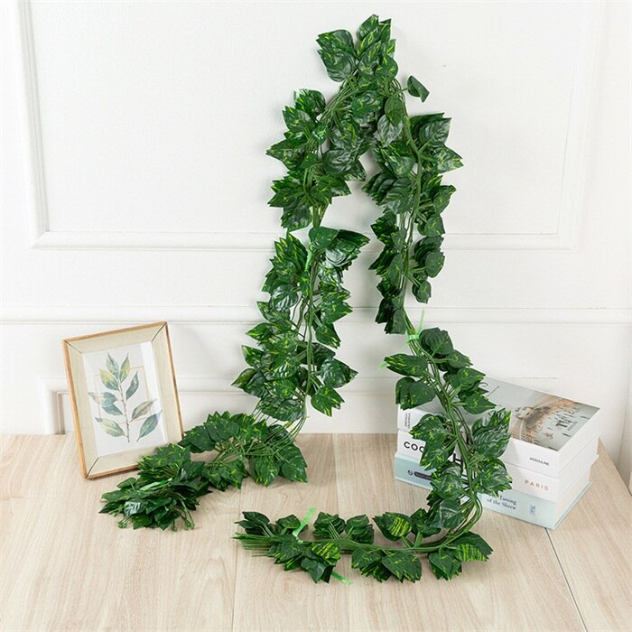 2 m grønne silke kunstige hængende efeu blad krans planter vinblade 1 stk diy til hjemmet bryllup dekoration havefest indretning: Grønne dildblade