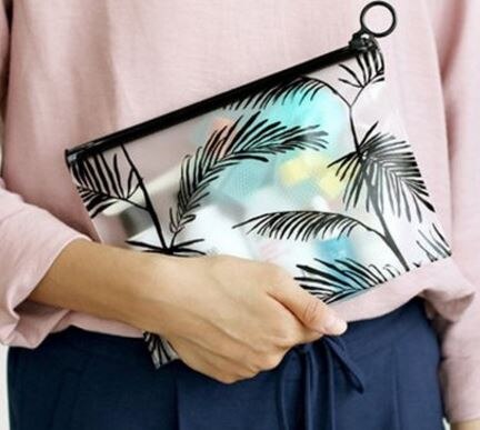 A4/A5 Simple Leaves Transparent PVC File Folder Document Filing Bag Cosmetic Stationery Bag Promotional Stationery: A5 Style A