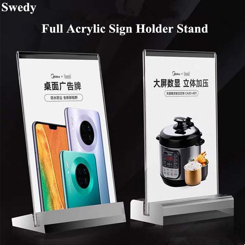 A6 T / L Shaped Transparent Acrylic Table Top Menu Holder Stand Restaurant Hotel Advertising Poster Card Display Stand