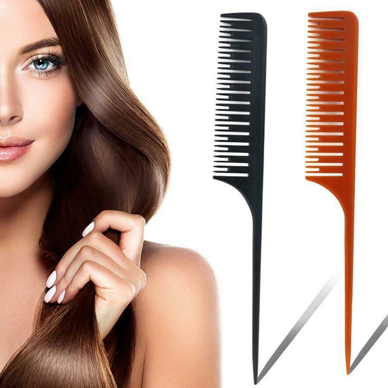 Peines del salón para estilista de peluquería, herramienta de corte de pelo negra resistente al calor, peine de cola de punto de corte, peine Antiestático de carbono