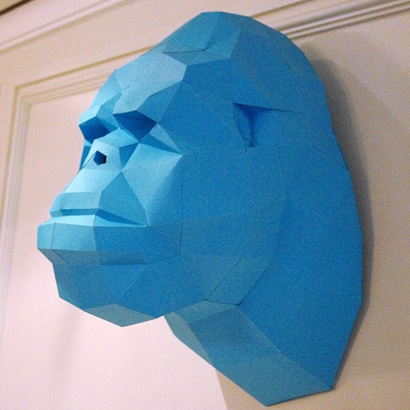 Tête de gorille King Kong en papier 3D, Papercraft, décoration murale, puzzle, bricolage éducatifs, pour enfants