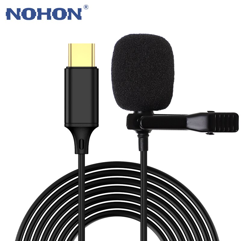 Mini 1.5M Revers Clip-On Microfoon Mic Usb C Type-C Mic Condensator Audio Opname Voor Huawei xiaomi Samsung Android Mobiele Telefoon: Default Title