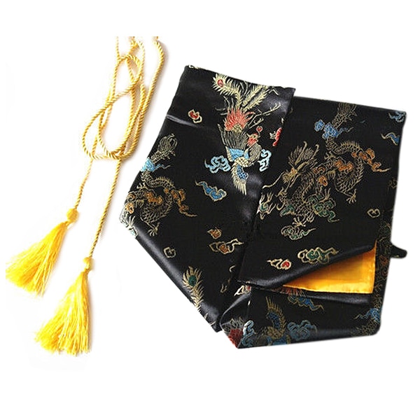 Bolsa de espada samurái, Katana de dragón y Fénix, Tissu negro, 135cm