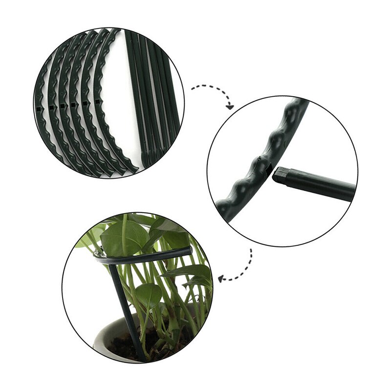 6 pçs plástico planta suporte estacas semicircular suporte proteger titular diy frame @ ls