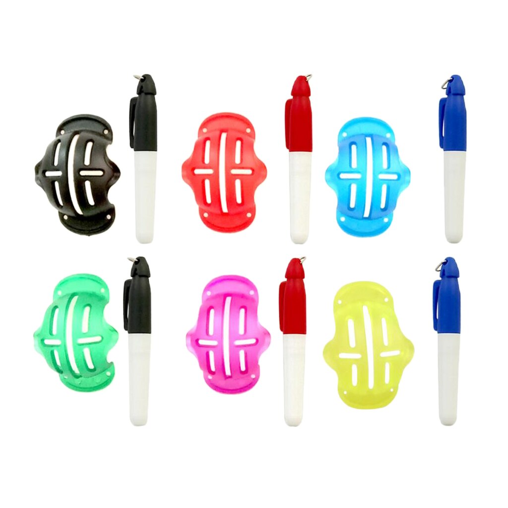6pcs Golf Ball Line Marker Liner Drawing Alignment Tool Stencil &amp; 6 Pens
