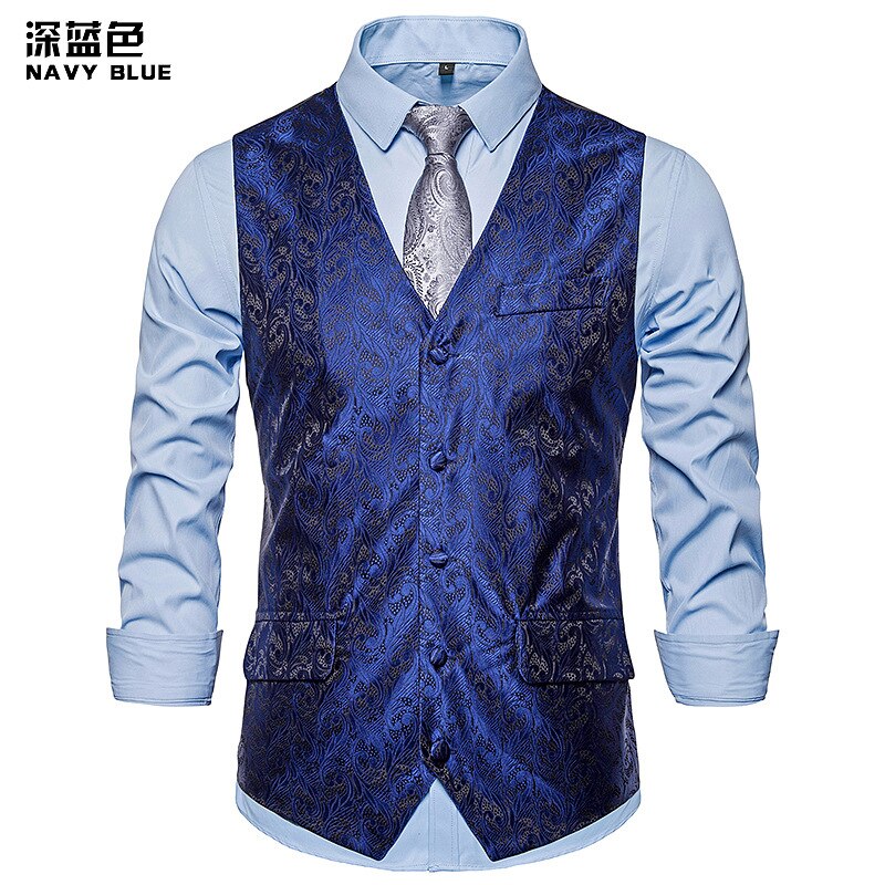 Jacquard kukkaprintti musta miesten liivi hääjuhla tanssiaiset miesten puku liivit rento slim fit miesten mekko liivi miesten liivi liivi
